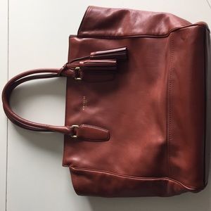 Brown leather coach bag